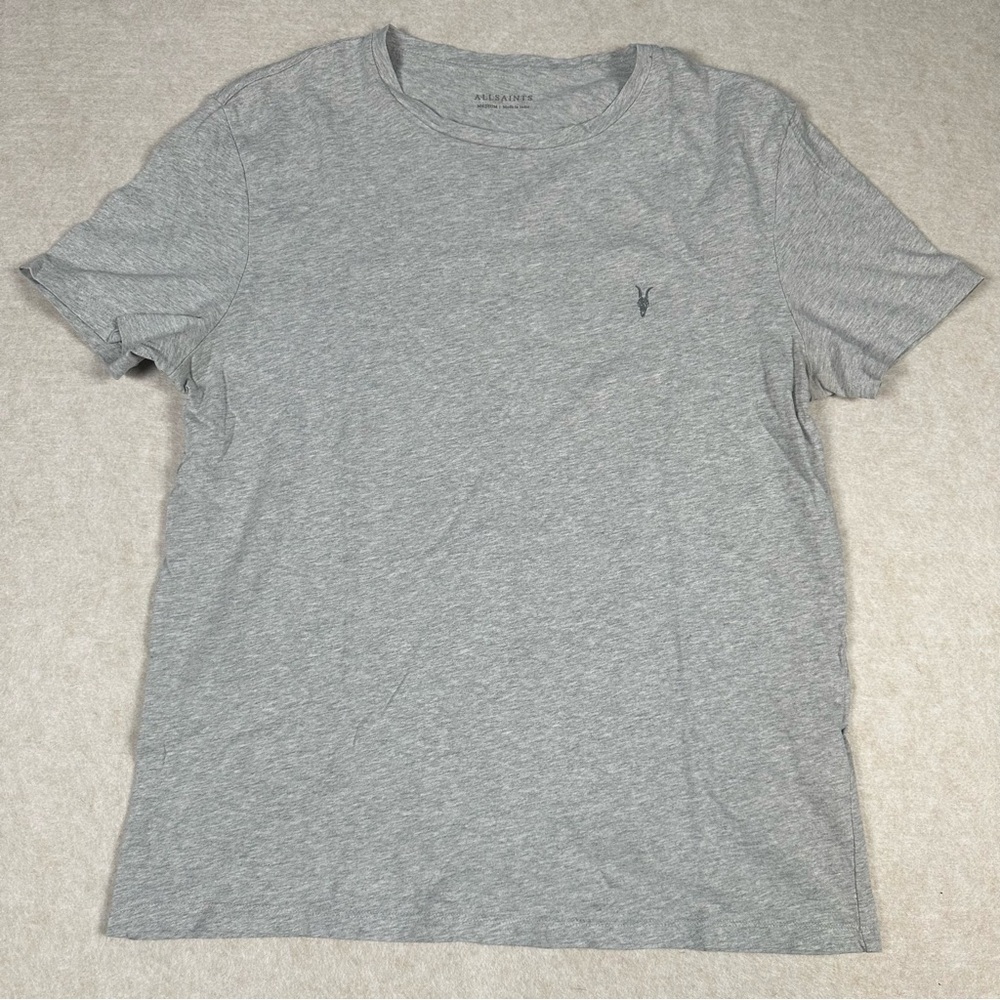 Men's Allsaints All Saints Gray Chest Logo 100% Cotton Basic T-Shirt - Medium